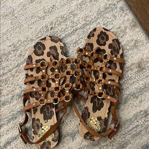 Vince Camuto Brown and Tan Studded Sandals